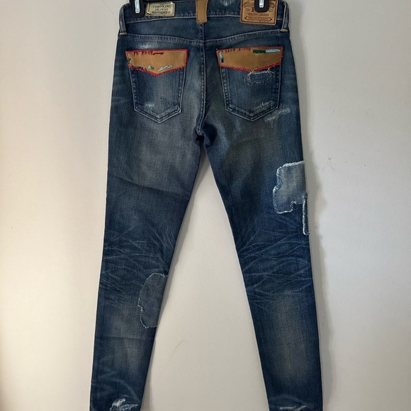 Polo Ralph Lauren Colorado Western Indian Beaded Distressed Patchwork Jeans 26 - Picture 2 of 10